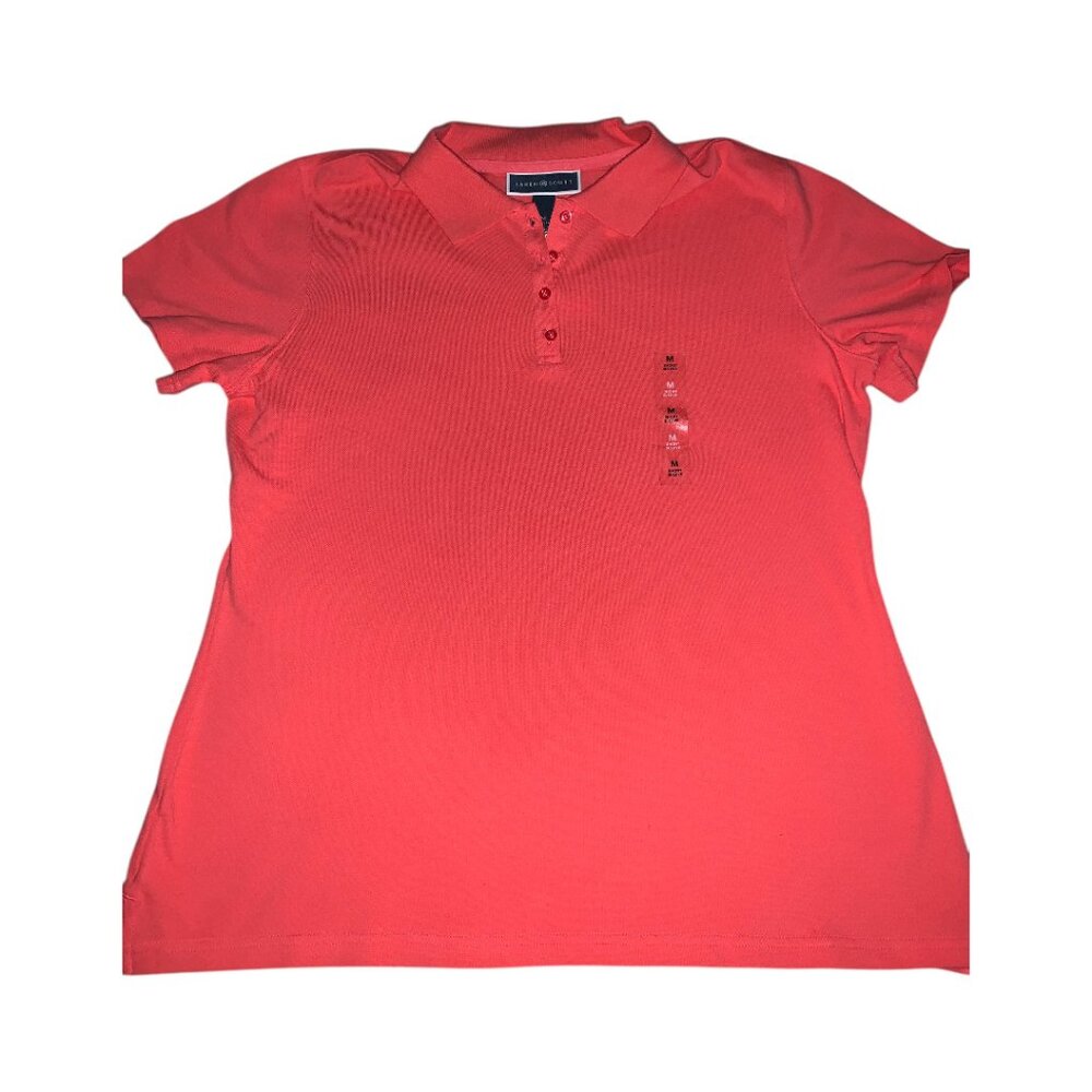 NWT Karen Scott Polo T-shirt, Short-Sleeve, Collared, Medium, Coral